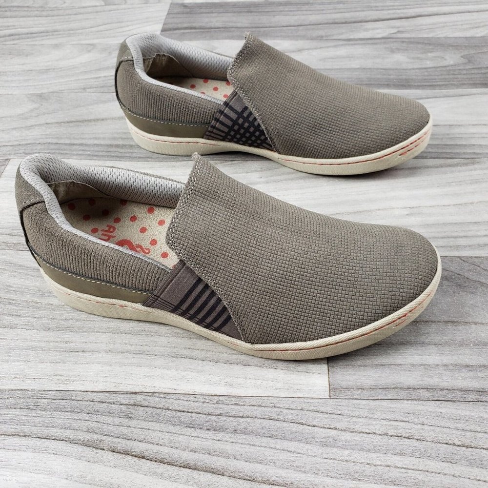 AHNU Precita Brown Leather Slip Ons Casual Suede Sneaker Shoe F8015F Womens 5